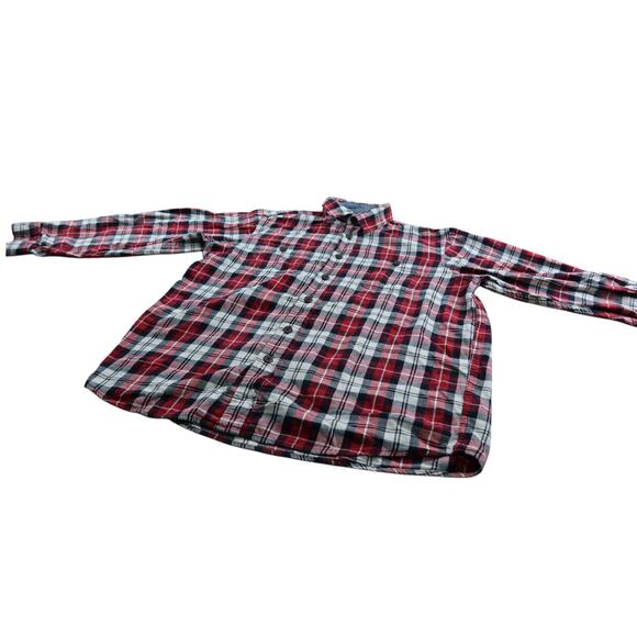 Wrangler Flannel Plaid Red Button Up Shirt Men's L - Picture 2 of 5